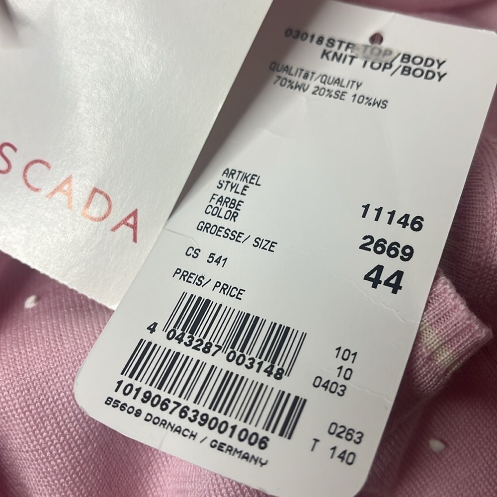 ESCADA PINK SILK CASHMERE WOOL POLKA DOT CARDIGAN SET VINTAGE - Picture 9 of 11